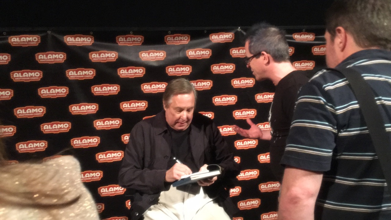 The he signs my second book, next to Kermode’s signature already in the book. The he signs my second book, next to Kermode’s signature already in the book.