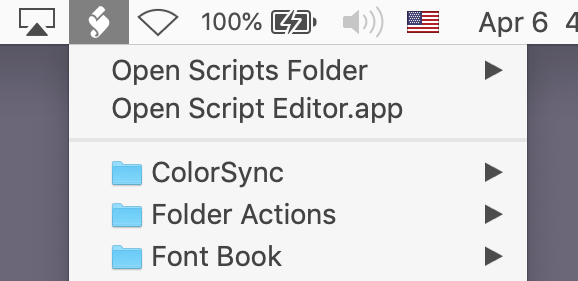 The AppleScript dropdown menu will look something like this. The AppleScript dropdown menu will look something like this.