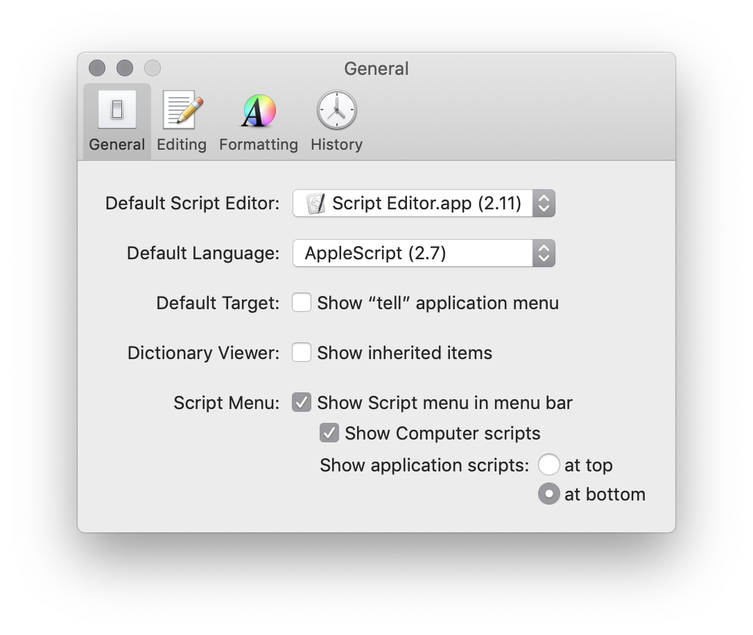 Your Script Menu settings should look like these. Your Script Menu settings should look like these.