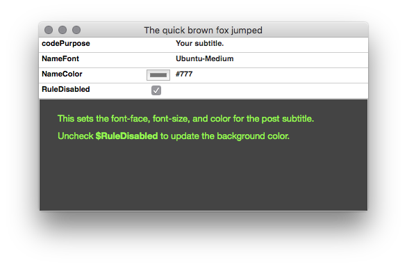 Set your font family and color. Set your font family and color.