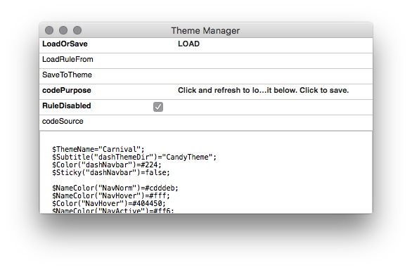 Opening the Theme Manager window. Opening the Theme Manager window.