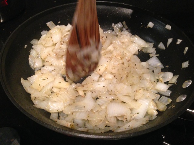 Stir until things get transparent. Stir until things get transparent.