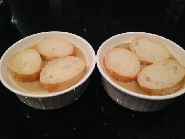 Baguettes have been added to bowls. Baguettes have been added to bowls.
